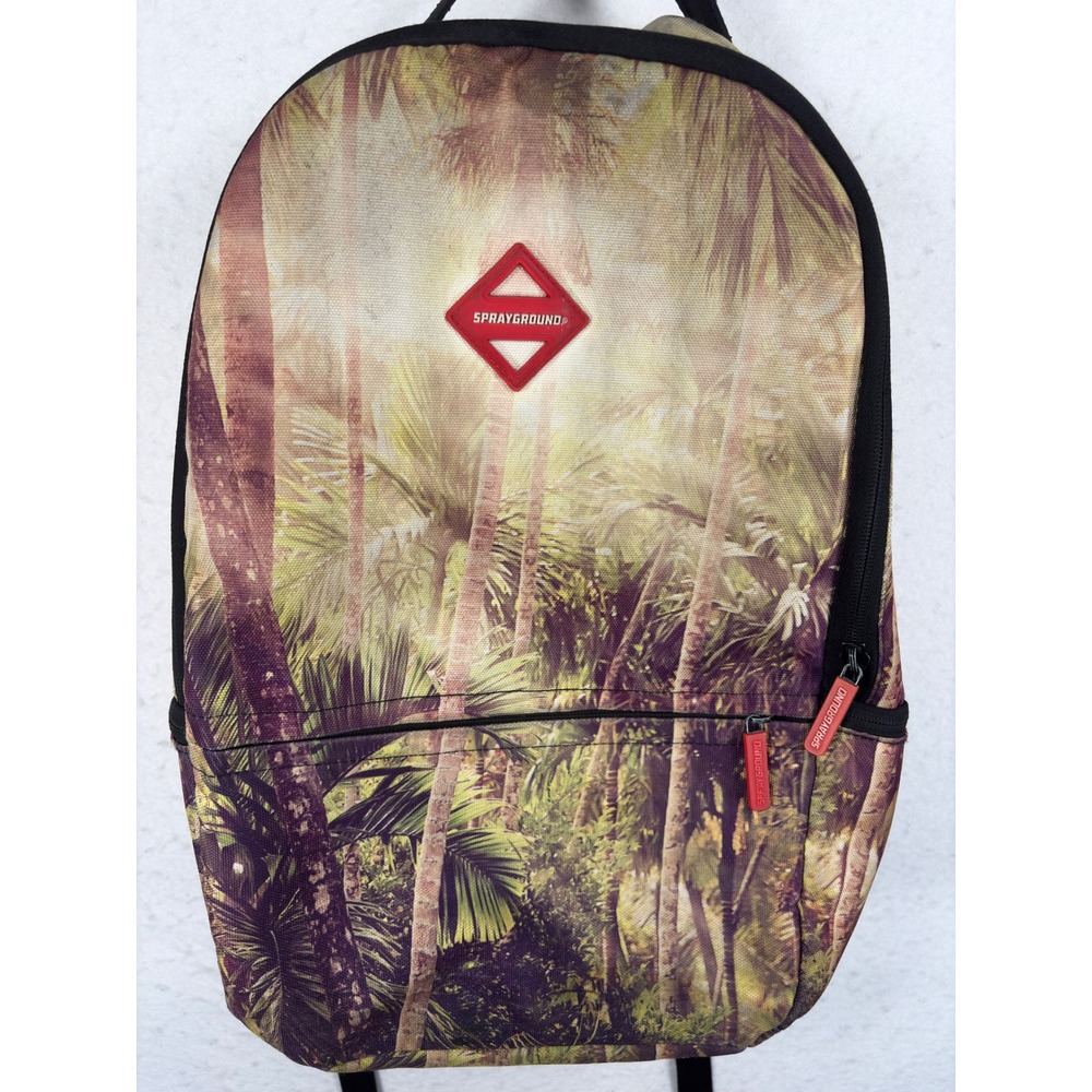 Sprayground Tropical Palm Tree Backpack Green Purple Streetwear Laptop Bag